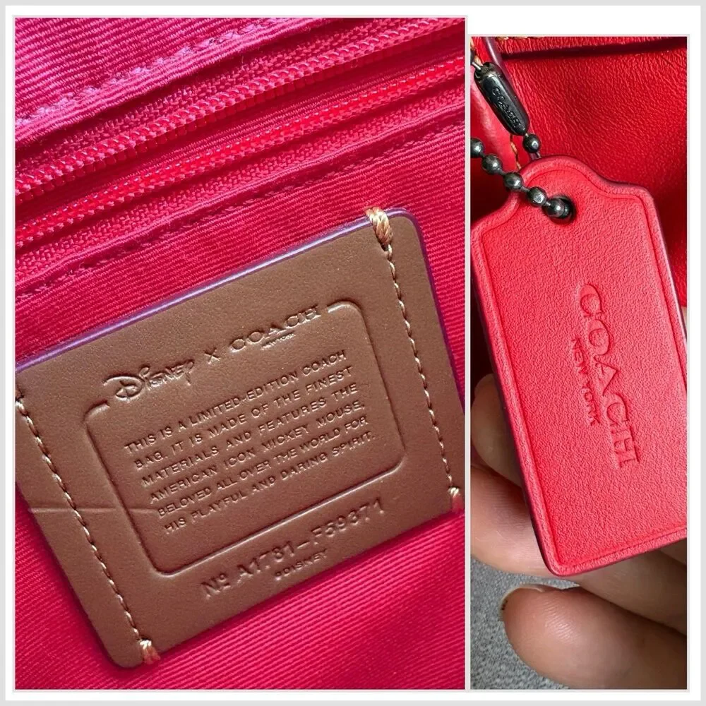 COACH x Disney 59371 Mickey Mouse leather Mini Bennett satchel Crossbody Bag Red